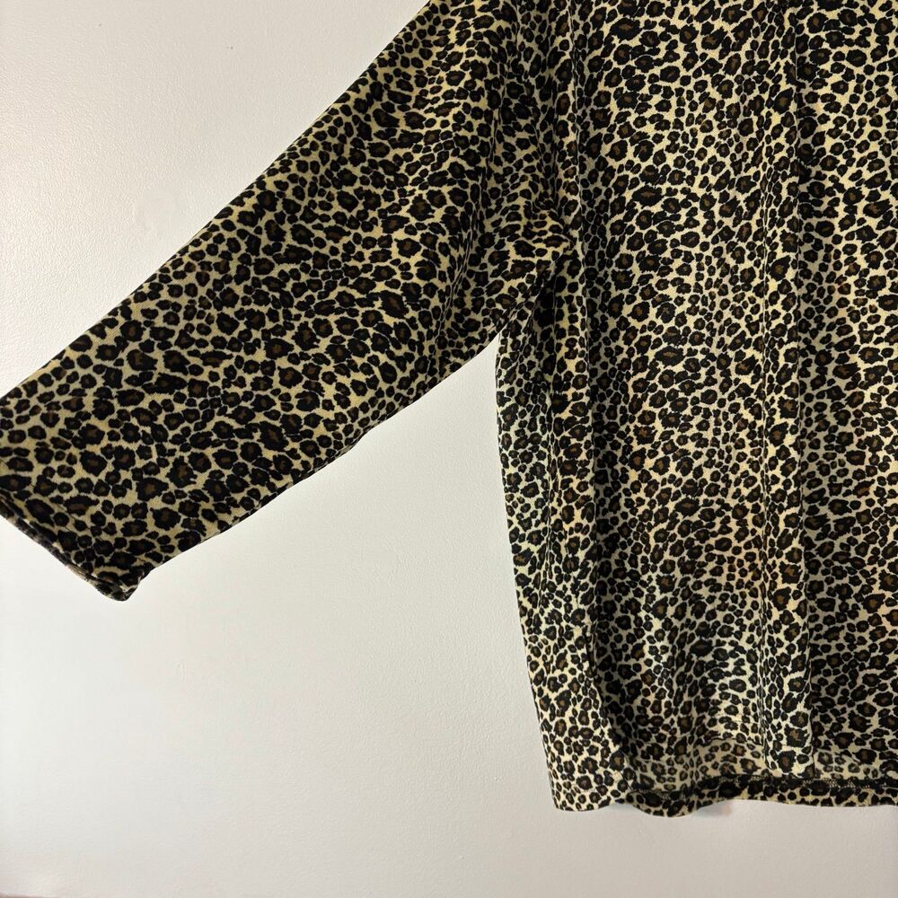 Vintage Jaclyn Smith cheetah animal print velvet velour long sleeve blouse sz L - Picture 2 of 5